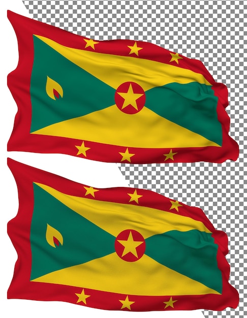 Grenada flag wave isolated plain bump texture transparent background 3d rendering