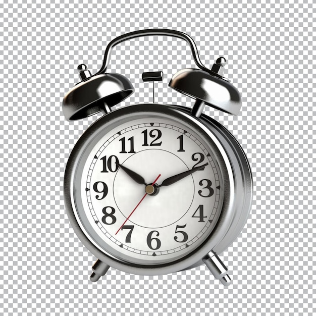 Grey alarm clock on a transparent background