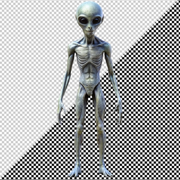 PSD grey alien on transparent background