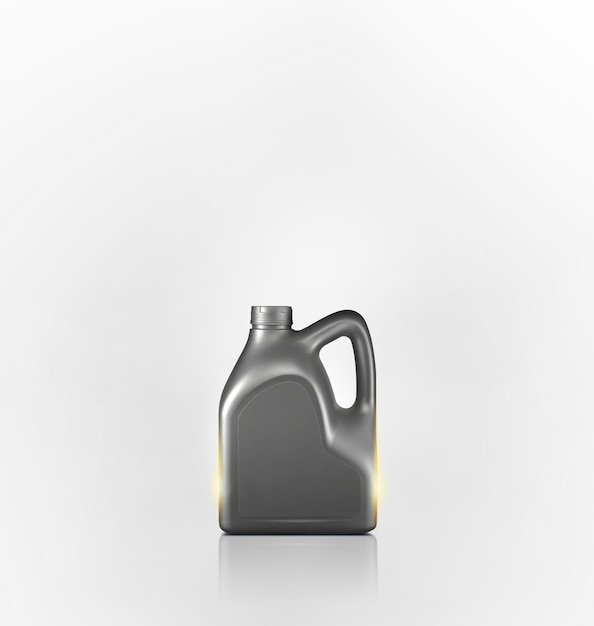 PSD grey bottle of engine oil with smoke transparent background