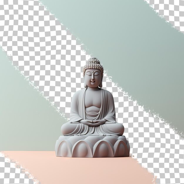 PSD grey buddha statue on transparent background