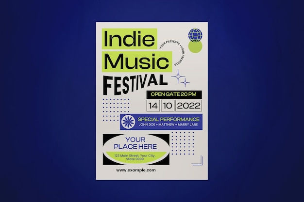 PSD grey edgy indie music fest flyer