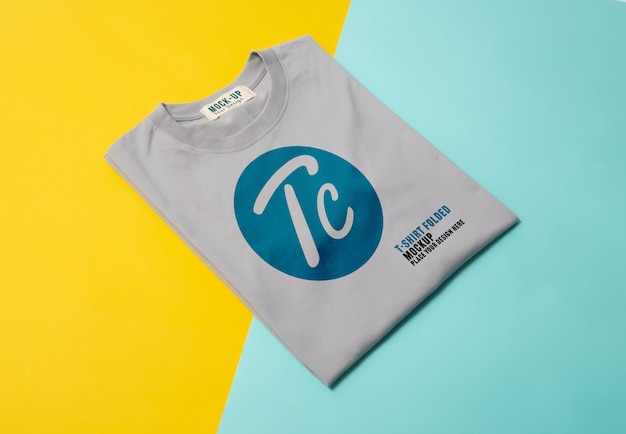 Grey folded t-shirts mockup