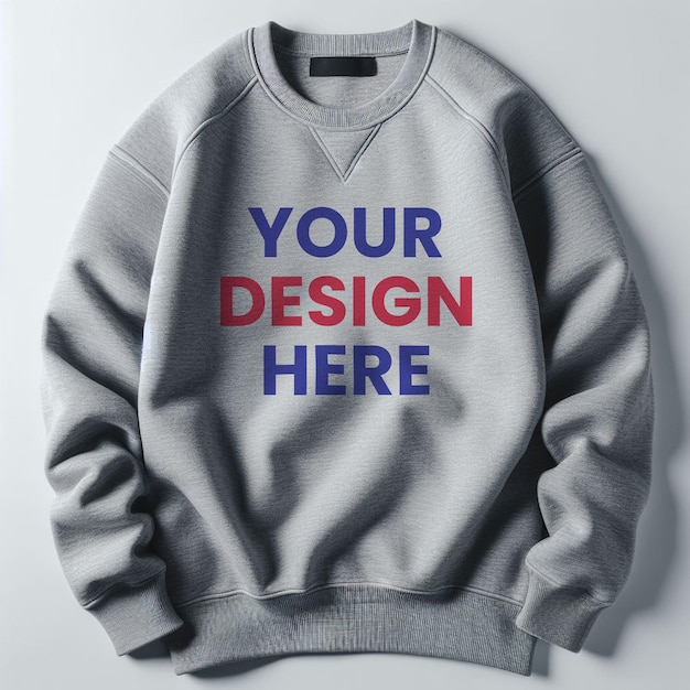 PSD grey jumper design winter fashion mockup sottofondo bianco satndard psd pronto all'uso