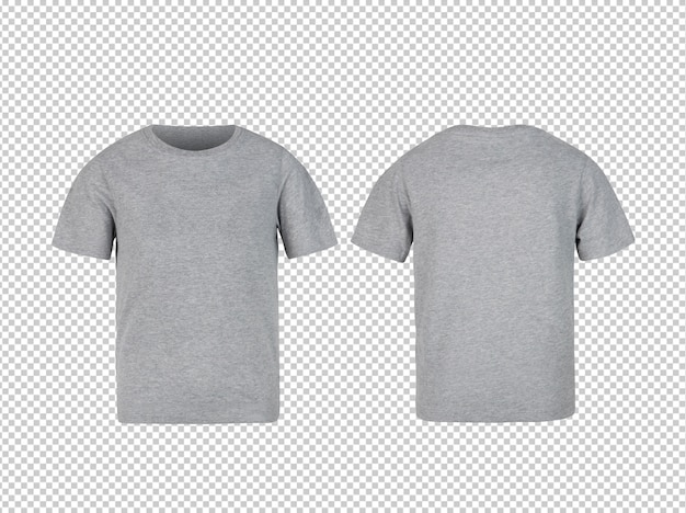 PSD grey kids t shirt front and back mockup