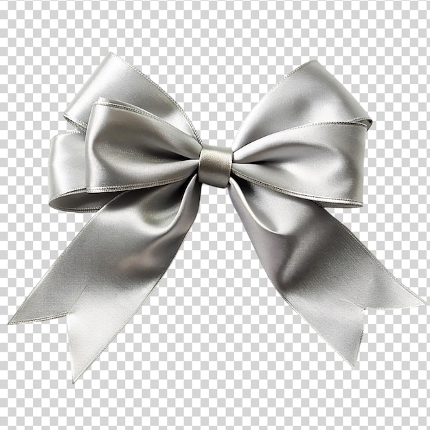 PSD grey ribbon bow isolated on transparent background