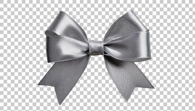 PSD grey ribbon tie bow isolated on transparent background