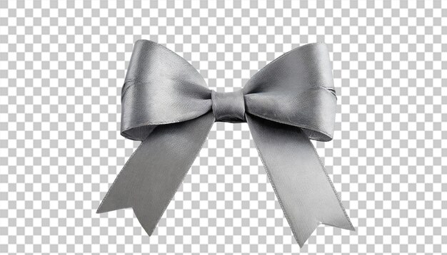 Grey ribbon tie bow isolated on transparent background