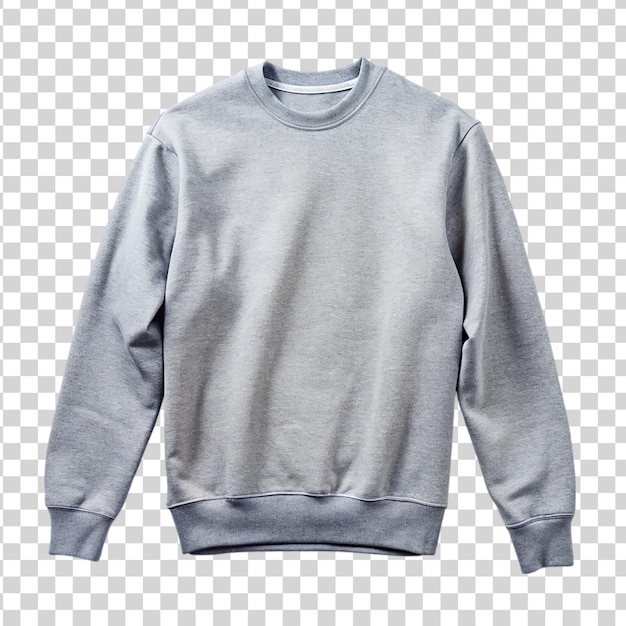 PSD grey sweatshirt isolated on transparent background