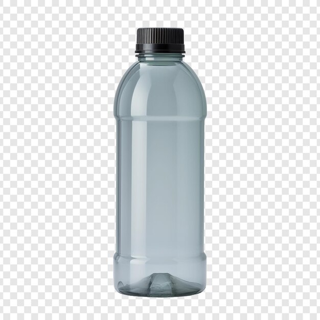 PSD Серая бутылка с водой из пластика, изолированная на прозрачном фоне