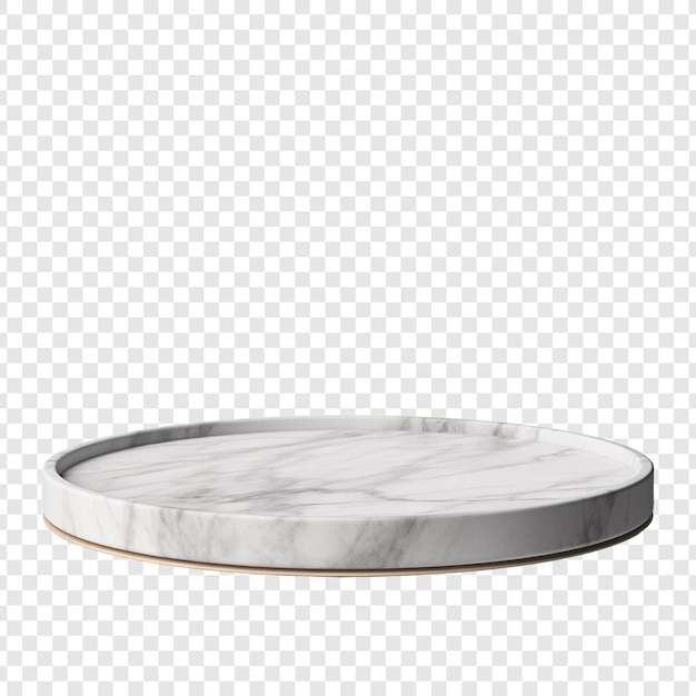 PSD grey and white marble tray isolated on transparent background