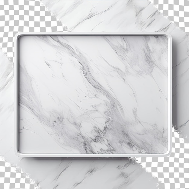 PSD grey and white marble tray with transparent background