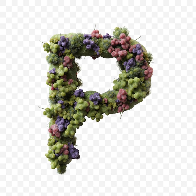 Griep of covid virus alfabet groene microbe letter p geïsoleerd ontwerp