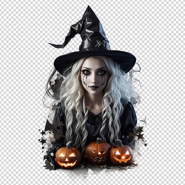 PSD griezelige halloween heks clipart sublimatie