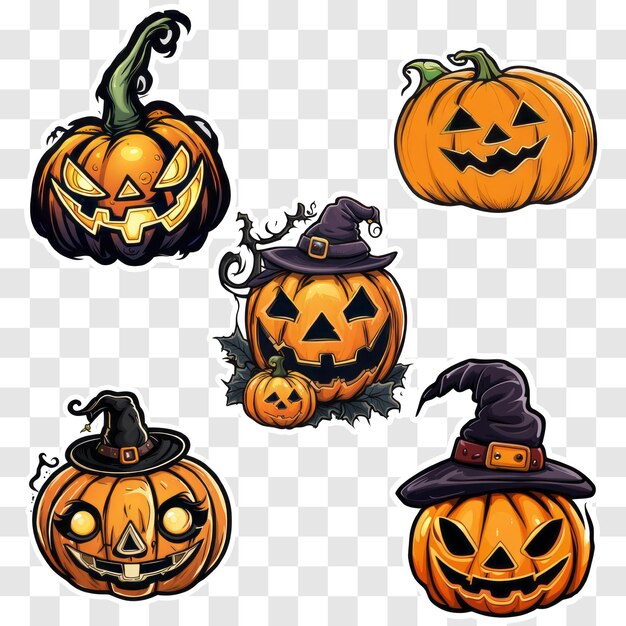 Griezelige halloween-pompoenstickersbundel