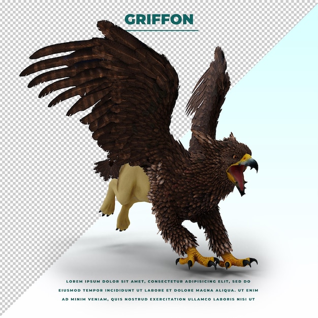 PSD griffin or griffon a legendary creature with the body of a lion, the head and wings of an eagle