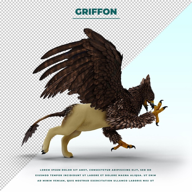 PSD griffin or griffon a legendary creature with the body of a lion, the head and wings of an eagle