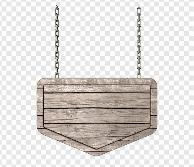 Grijs houten schildbord met ketting