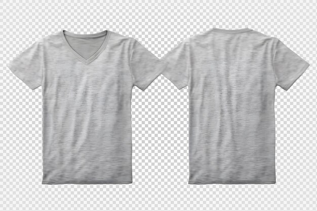 Grijs v hals uitgeknipt t-shirt mockup op transparante achtergrond generatieve ai