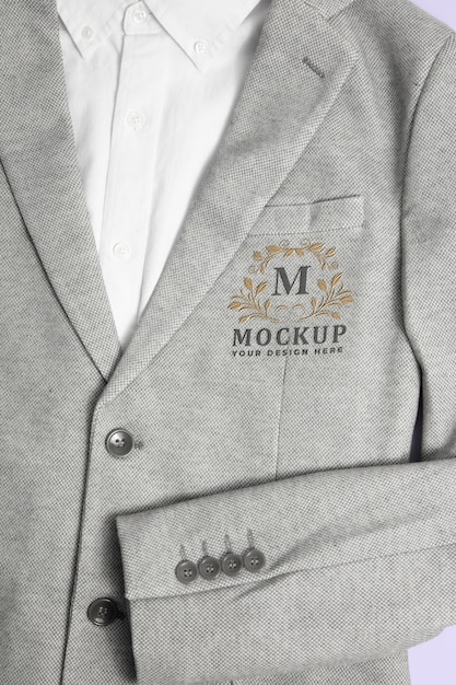 PSD grijze blazer met mock-up logo-ontwerp