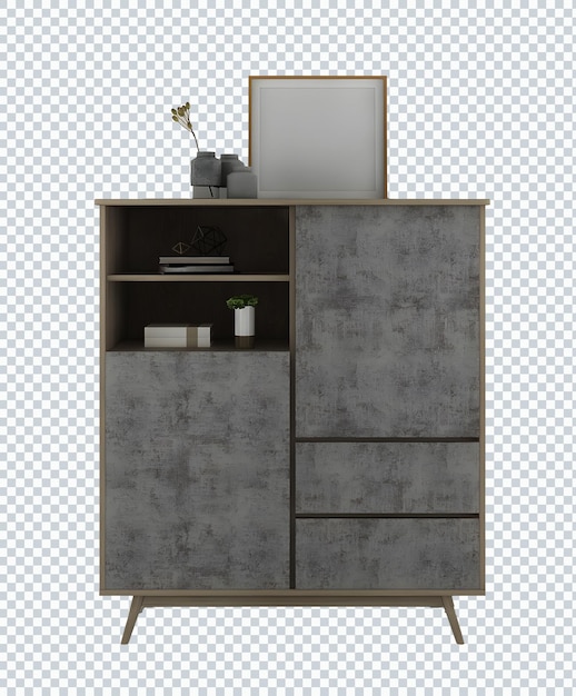 PSD grijze industriële dressoir lade. transparant.