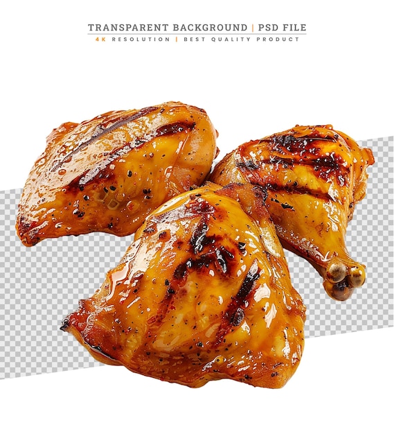 PSD grill roast bbq chicken leg isolated on white background