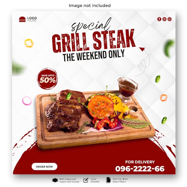 Grill steak promotonal socail media post