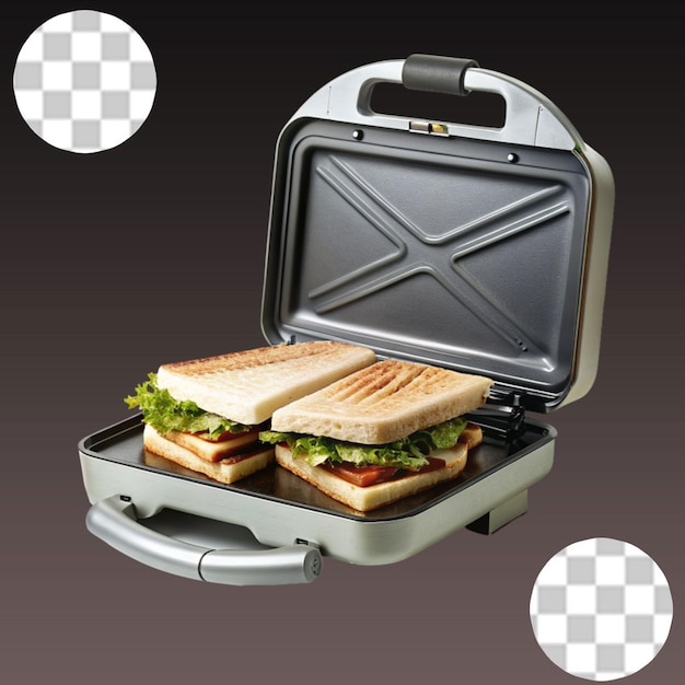 PSD grill with sandwiches isolated on transparent background