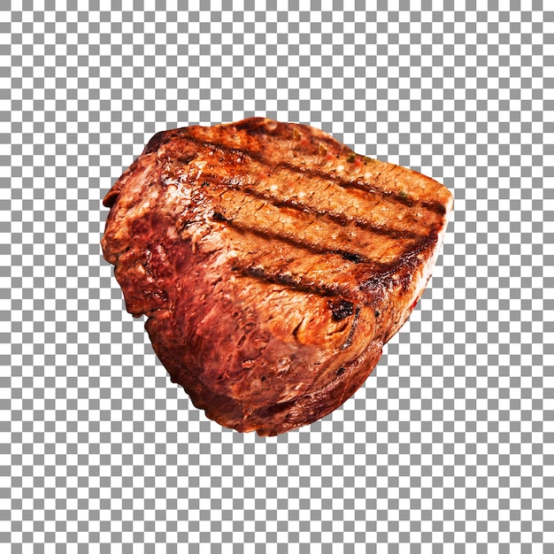 Grilled bbq steak isolated on transparent background