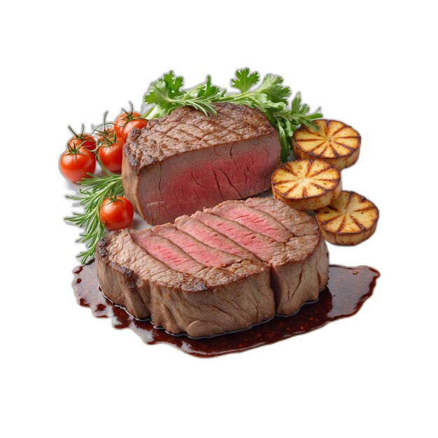 Grilled beef psd on a white background