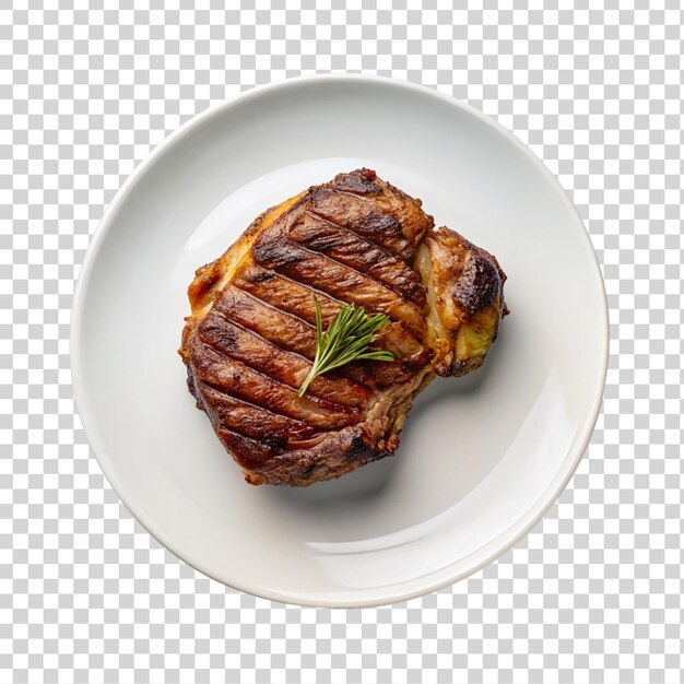 Grilled beef steak isolated on a transparent background