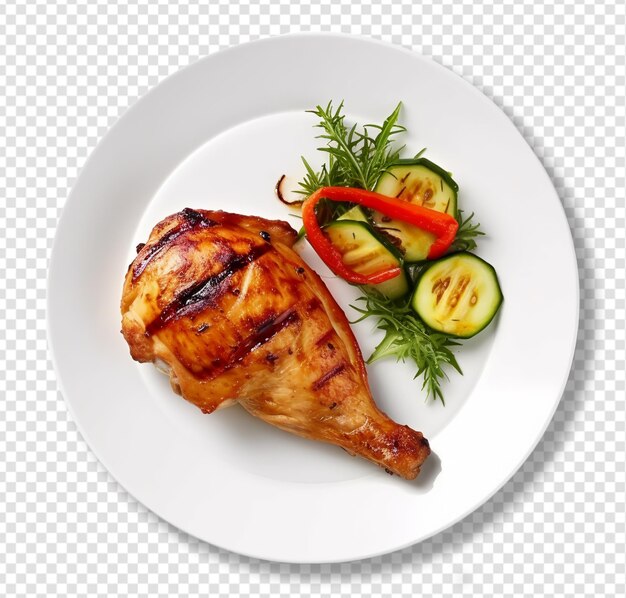 Grilled chicken dish with transparent background