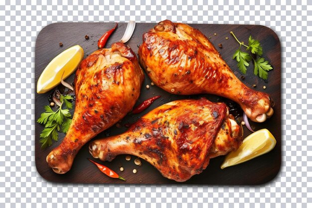 PSD grilled chicken limon top view transparent background png