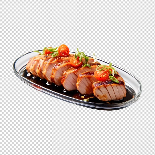 PSD grilled chicken meat isolated on white