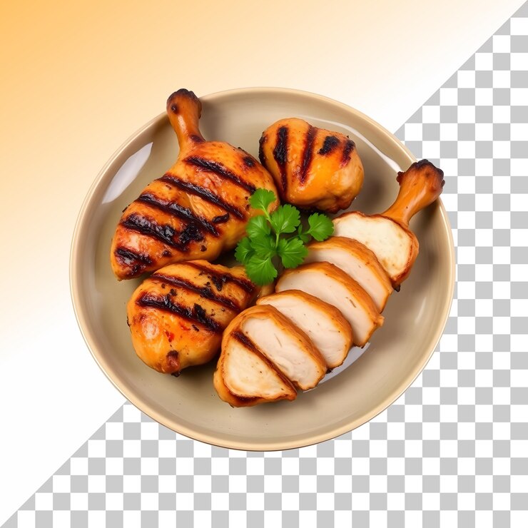 PSD grilled chicken meat on plate premium psd