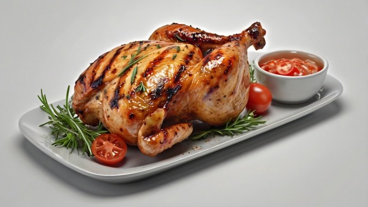 PSD grilled chicken with transparent background