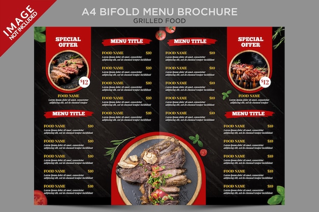 Grilled Food  A4 Bifold Menu Brochure Series