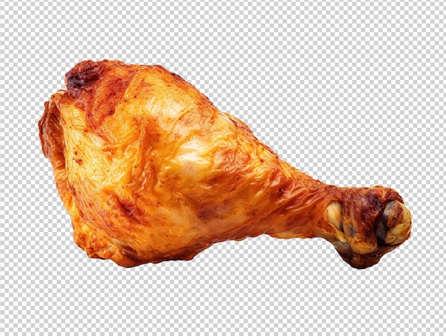 PSD grilled or fried chicken leg ai cutout on transparent