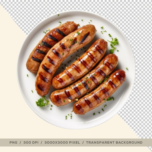 Grilled german bratwurst sausages transparent background