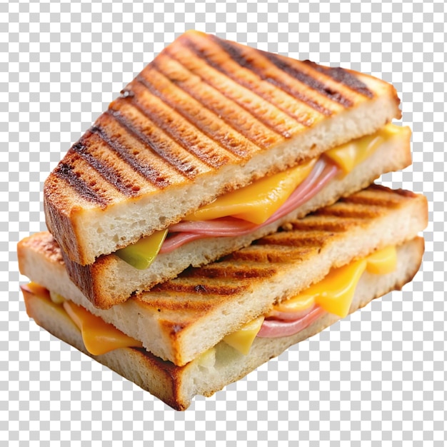 PSD 透明な背景に隔離されたグリルされたハムとチーズのサンドイッチ