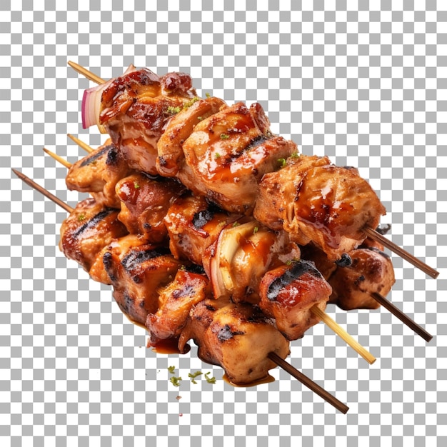 PSD grilled meat skewers on transparent background