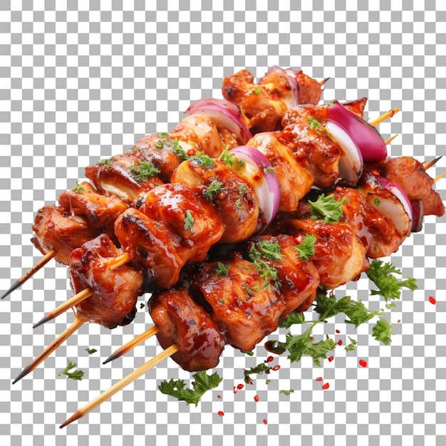 PSD grilled meat skewers on transparent background