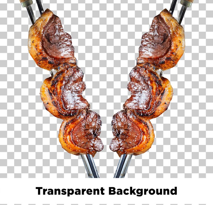 PSD grilled meat skewers with transparent background
