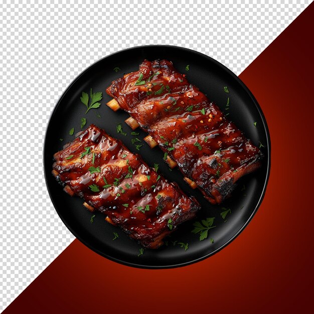 PSD grilled ribs isolated on white background