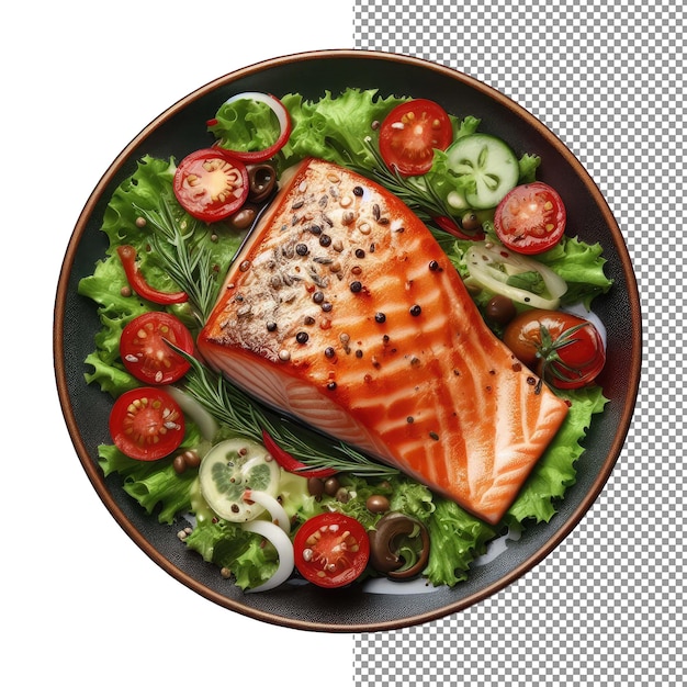 PSD grilled salmon fillet with crispy skin png