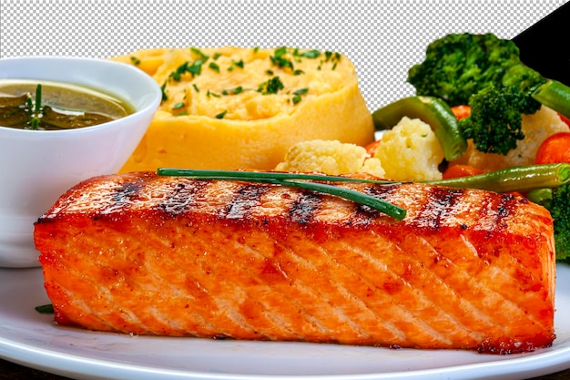 grilled salmon with vegetables