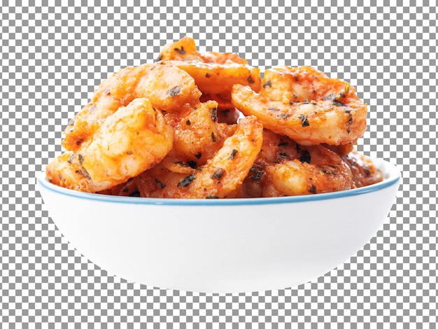 PSD grilled shrimp in a bowl with transparent background