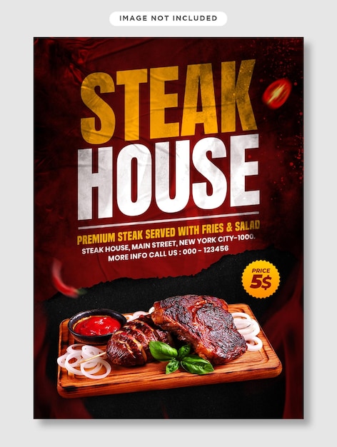 Grilled steak house restaurant flyer template