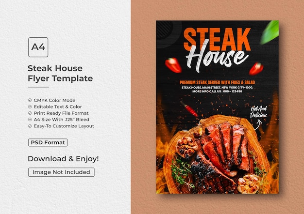 PSD grilled steak house restaurant flyer template