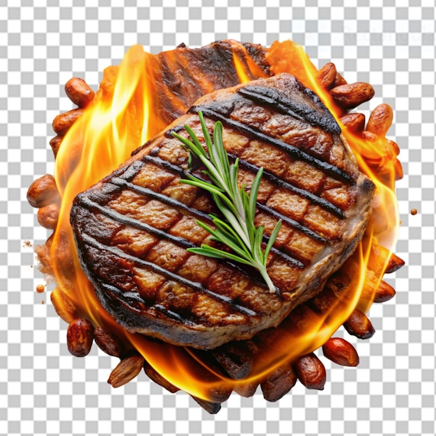 Grilled steak on transparent background